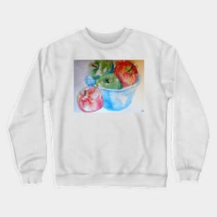 Red and Green Apples Watercolor Painting Crewneck Sweatshirt